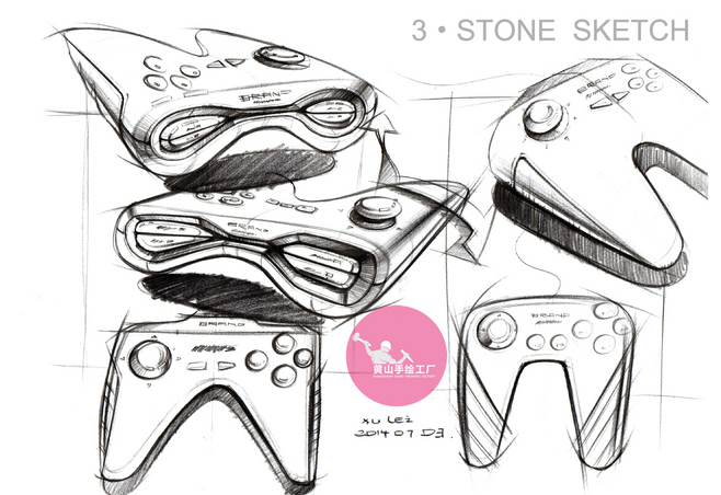游戏手柄sketch3-HSSH续磊(3.stone)作品、工业设计手绘、产品手绘
